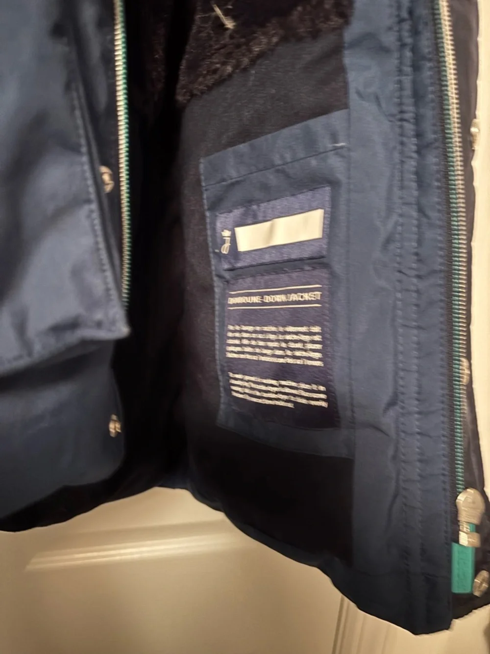 Jacadi Paris Boys Long Down Jacket Navy Blue Coat Faux Fur Hood Size 4